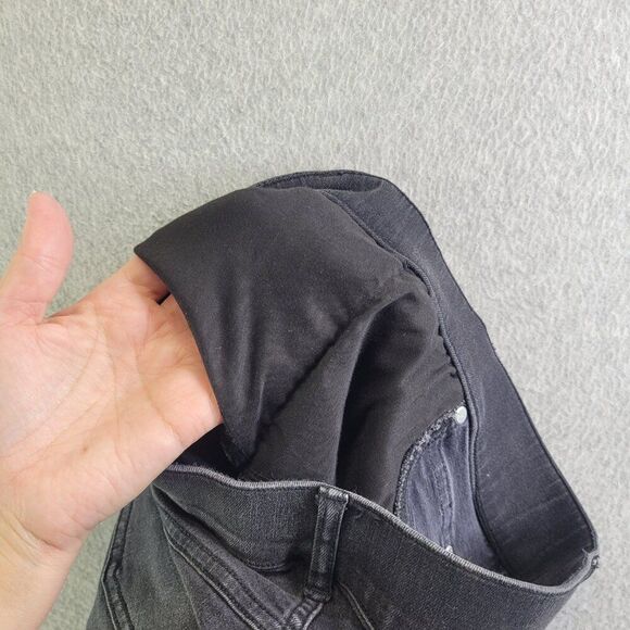 Spanx Jeans Womens SP Black Straight Leg Mid Rise Pull On Slimming Whiskered - Picture 5 of 15